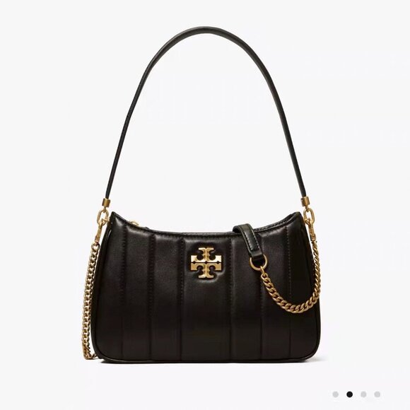 NWT Tory Burch Black & Rolled Gold Kira Leather Satchel. - Picture 1 of 5